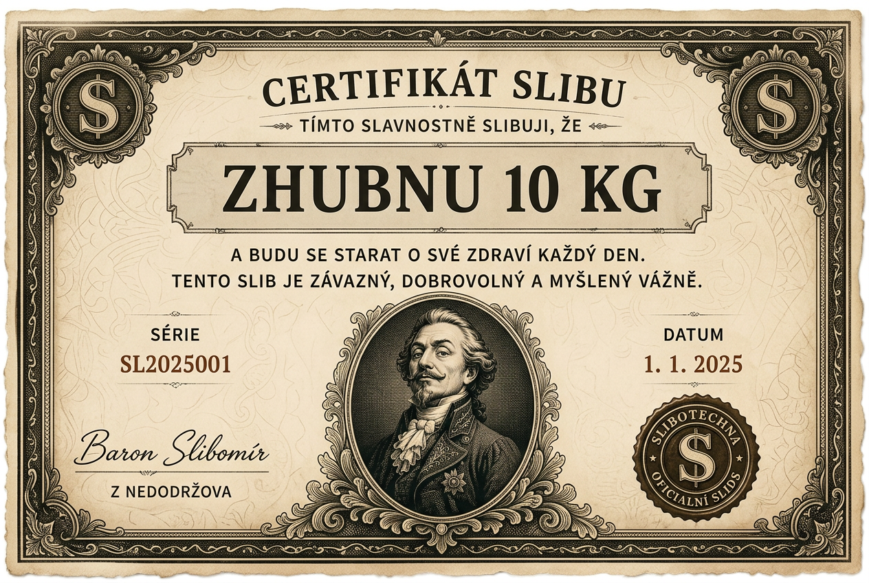 Certifikát slibu — Zhubnu 10 kg